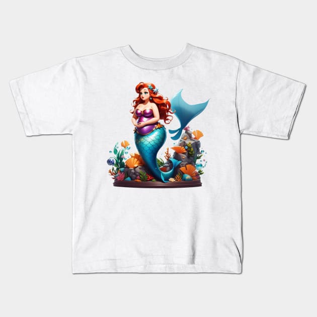 Pretty Plus Size Mermaid in Purple Kids T-Shirt by MGRCLimon